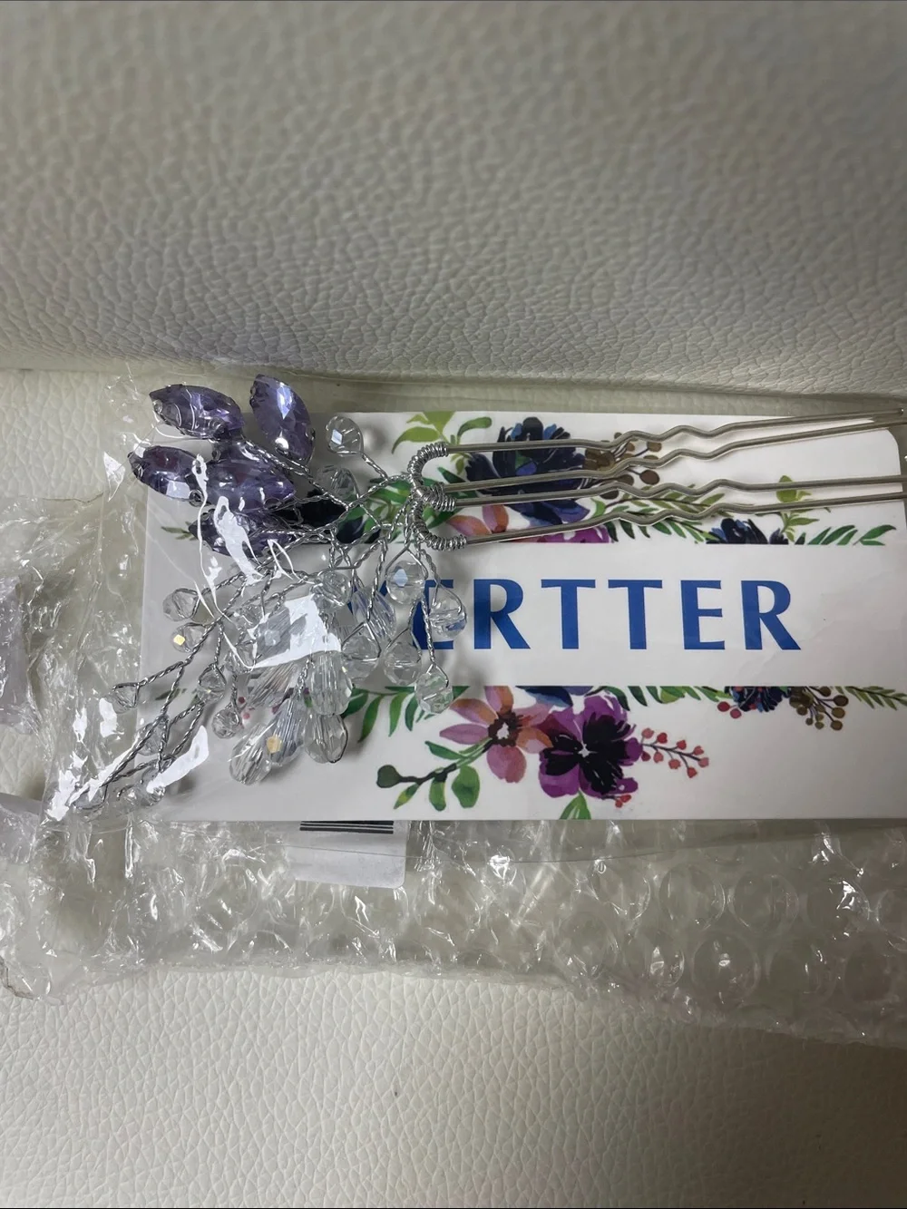Crystal Floral Hair Pin - Purple & Clear